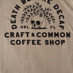 Tan Graphic Tee with Skull Design